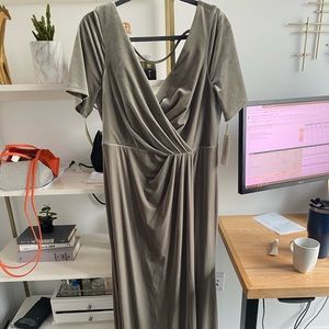 Revelry sage green/grey Giselle Velvet Dress bridesmaid dress size 18